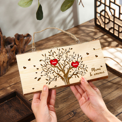 A mi mamá/abuela-Adorno de colgante personalizado con 2-6 nombres de madera árbol de la vida-Jessemade ES
