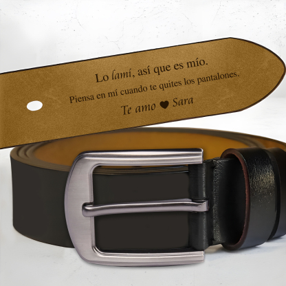 Cinturón de cuero para hombre con 1 nombre y 1 texto personalizados con frases amorosos regalo para pareja | Jessemade