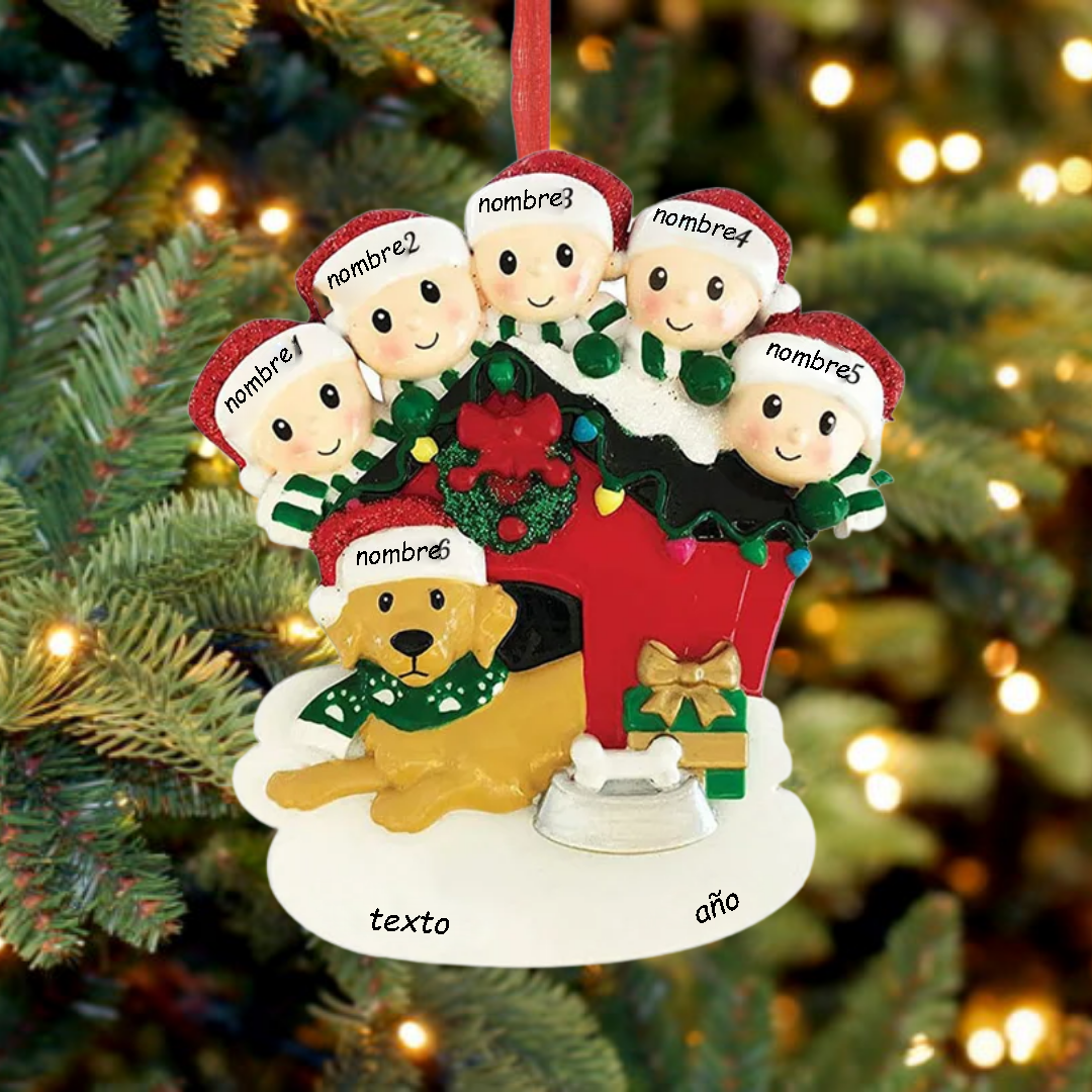 Muñecos Ornamentos Navideños 6 Nombres y 1 Año con Texto Personalizados Adorno de Madera