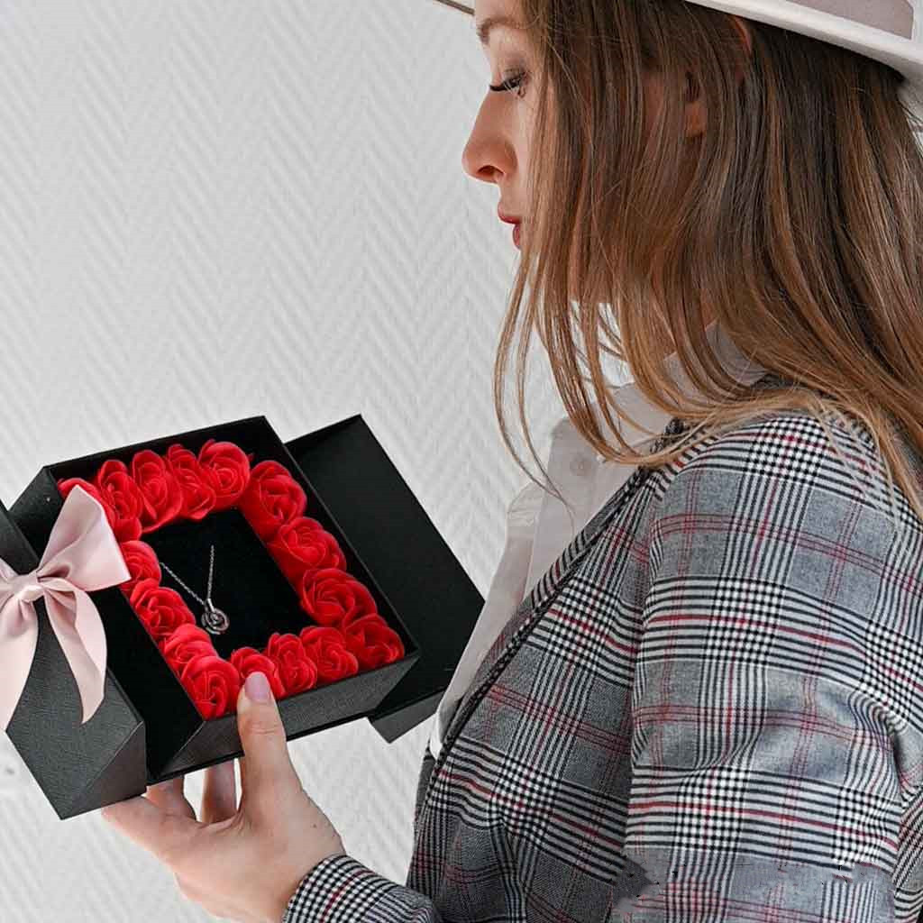 Caja de regalo caja de joya con lazo rosa eterna-Jessemade ES