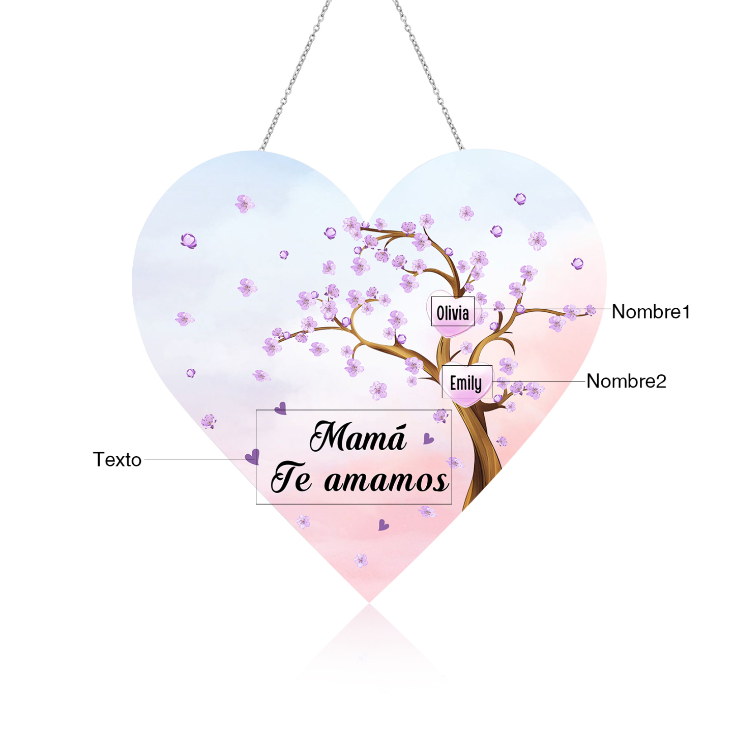 A mi mamá/abuela-Lámpara Colgante Personalizada con 2-8 Nombres y Texto "árbol" 3D Ilusión Luz de Noche-Jessemade ES