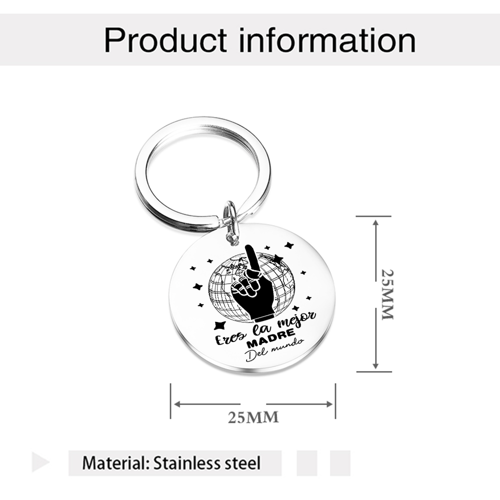 A mi mamá - Llavero de placa redonda "la mejor mamá del mundo"-Jessemade ES