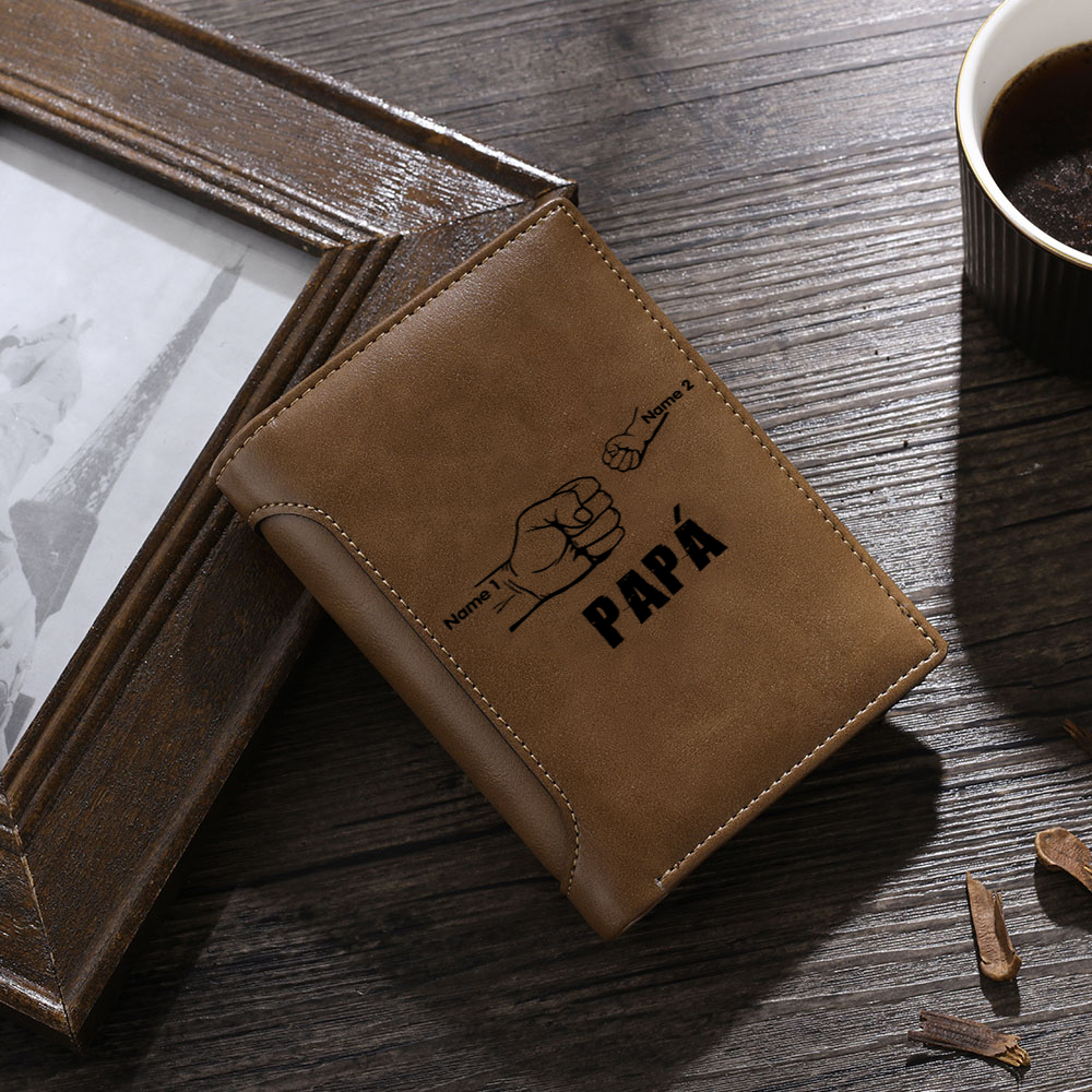 A mi papá-Cartera 2-5 nombres y texto personalizados billetera clásica puño a puño -Jessemade ES