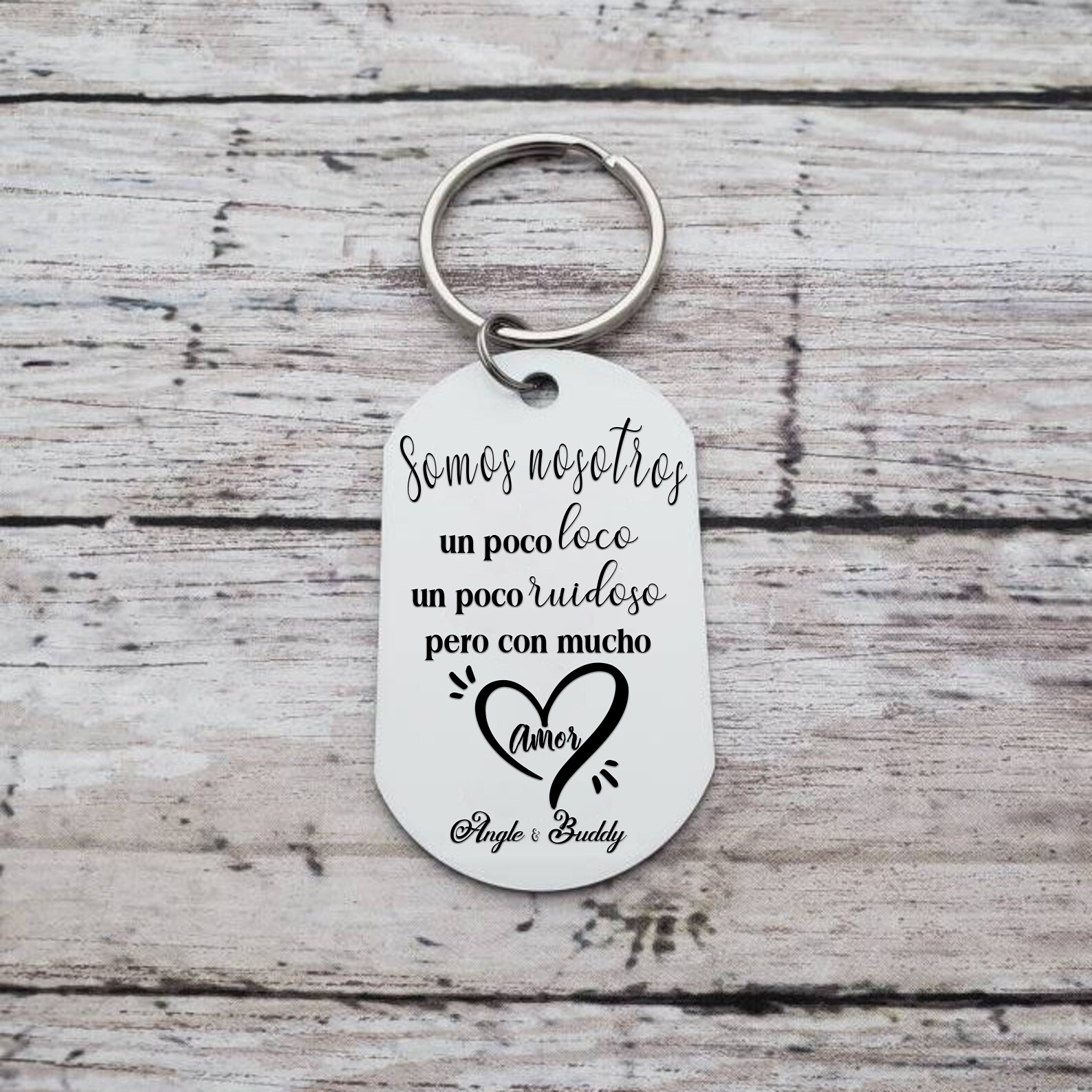 Llavero personalizado con 2 nombres y 1 foto para pareja-Jessemade ES