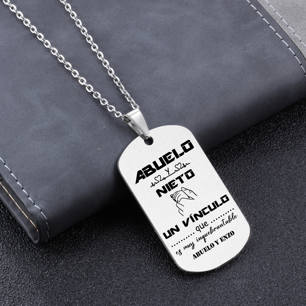A MI ABUELO-Collar vínculo entre abuelo y nieto de placa personalizada con 1 texto-Jessemade ES