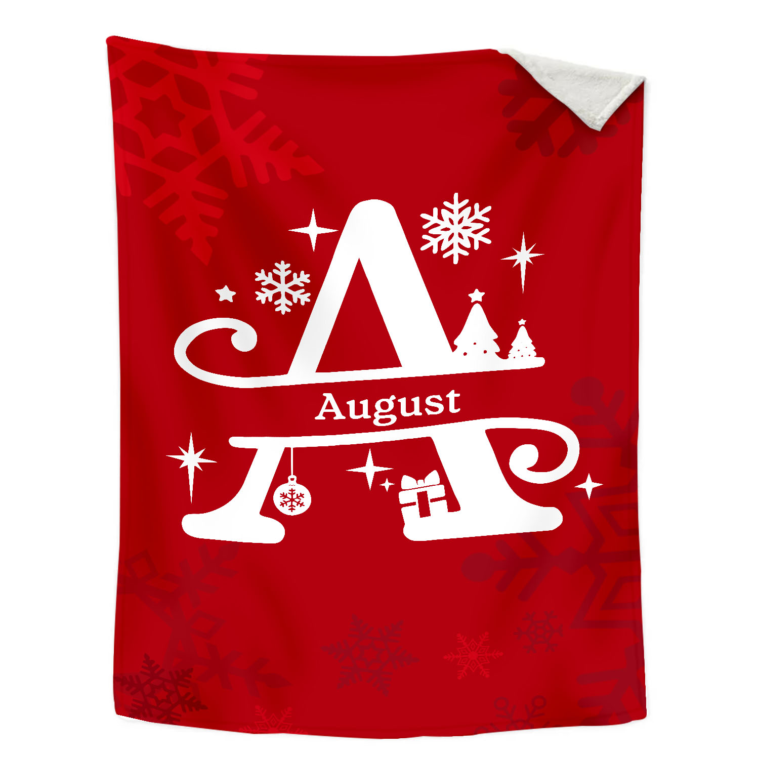 Manta de buen calidad de Navidad personalizada con 1 letra y 1 nombre-Jessemade ES