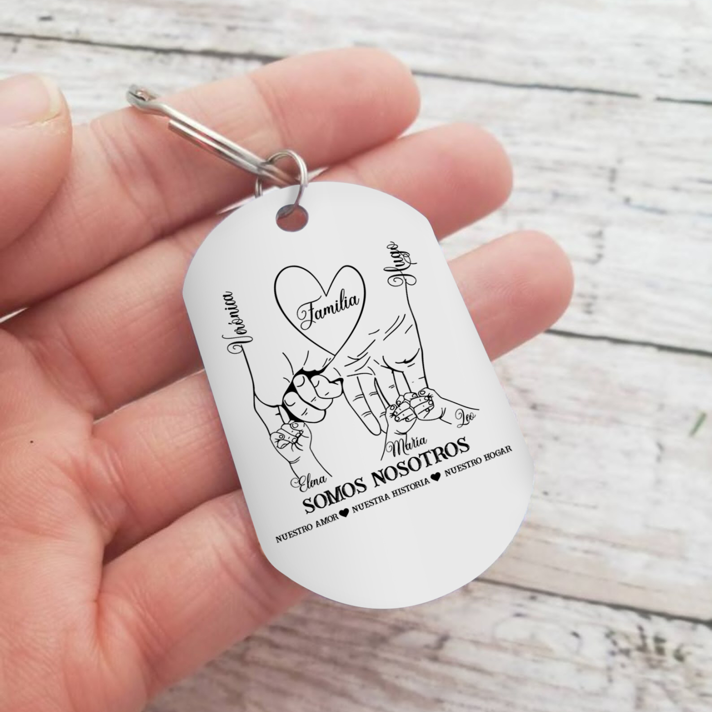 A familia-Llavero 2-6 Nombres Personalizados MANOS COGIDAS-Jessemade ES