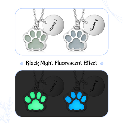 Collar para pareja de pata fluorescente con nombre personalizado-Jessemade ES