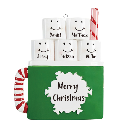 Navidad-Ornamento muñecos navideño de madera taza 5 nombres y 1 texto personalizados adorno del árbol-Jessemade ES