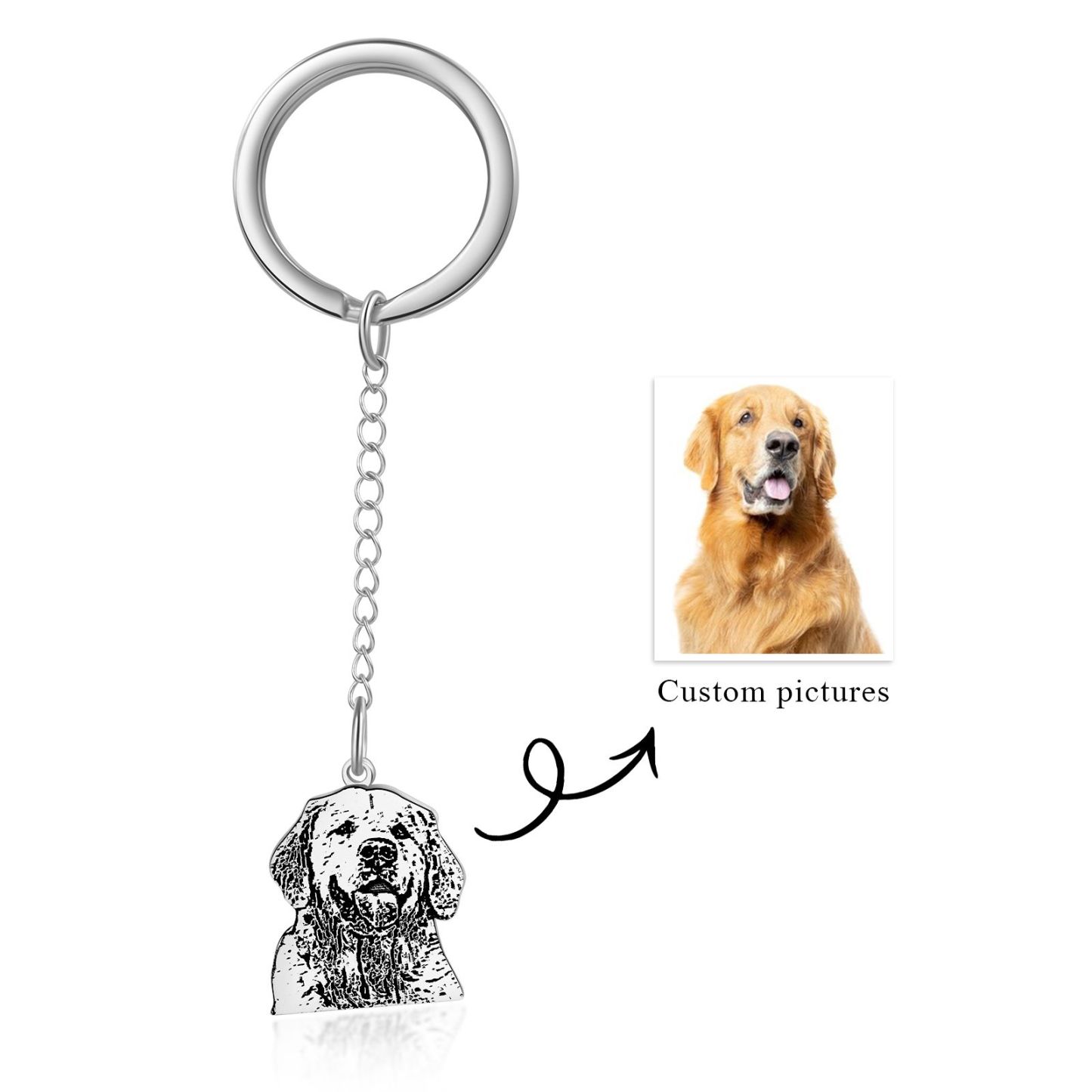 Llavero de mascota con colgante de foto personalizada-Jessemade ES