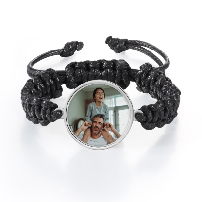 Pulsera de cuerda para familia con 2 fotos personalizadas para padres e hijos-Jessemade ES