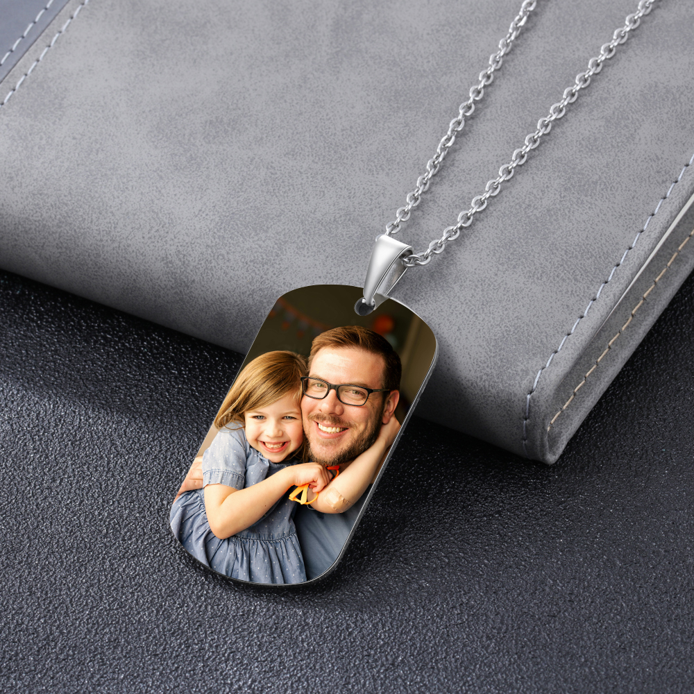 A MI PAPÁ-Collar de placa personalizada con texto y foto-Jessemade ES
