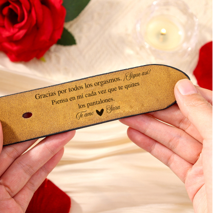 Cinturón de cuero con frases amorosos para hombre con 1 nombre y 1 texto personalizados regalo para pareja | Jessemade