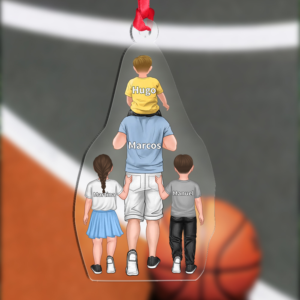 Llavero de acrílico papá y niños 1-4 nombres y personajes personalizados-Jessemade ES