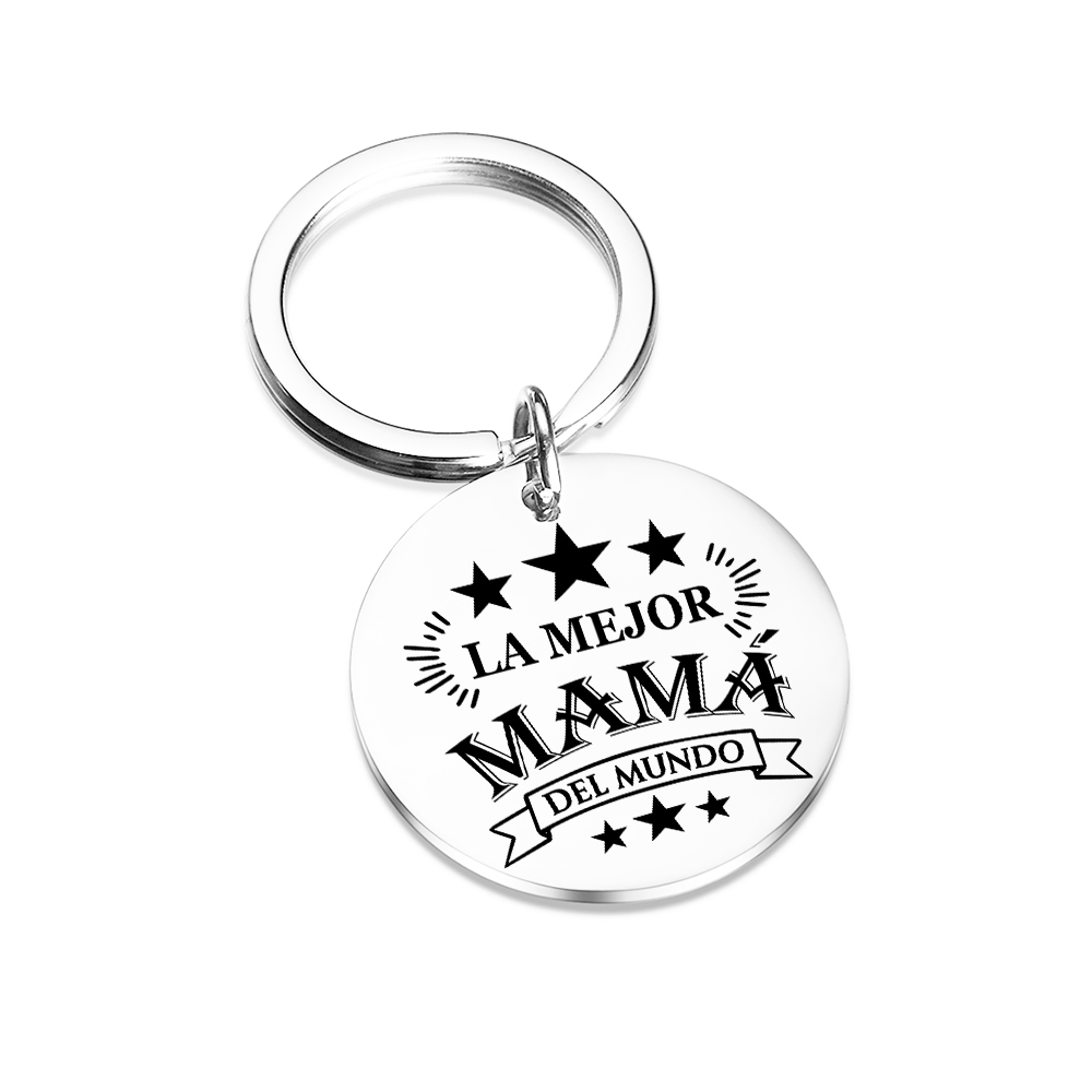 A mi mamá - Llavero de placa redonda "la mejor mamá del mundo"-Jessemade ES