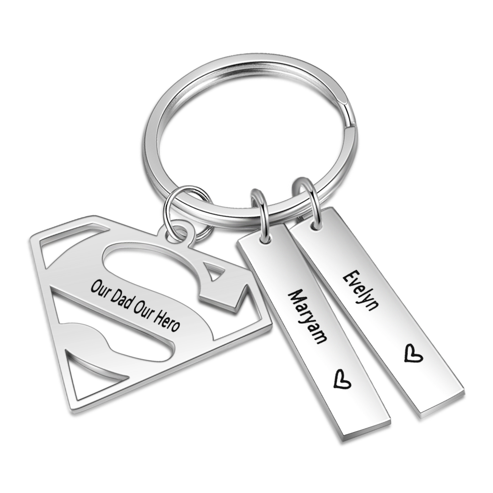 A mi papá - Llavero Superman con 2 nombres personalizados con texto-Jessemade ES