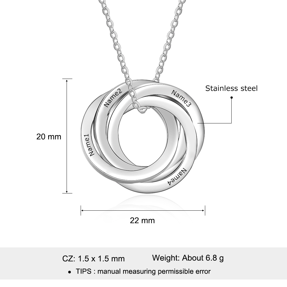 Collar de aros rusos personalizado con 4 nombres-Jessemade ES