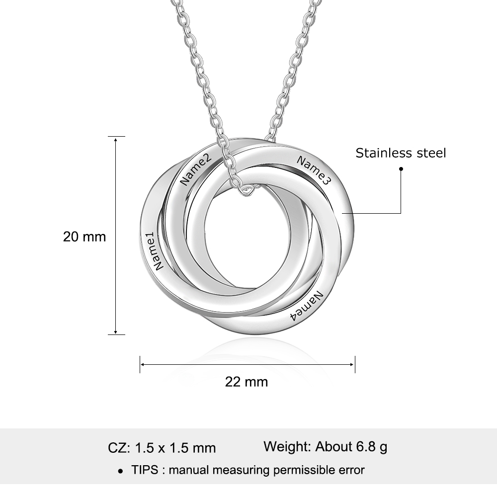 Collar de aros rusos personalizado con 4 nombres-Jessemade ES
