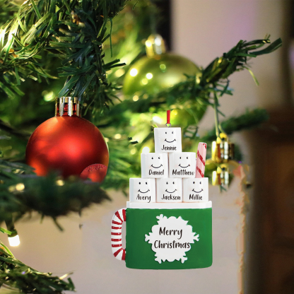Navidad-Ornamento muñecos navideño de madera taza 6 nombres y 1 texto personalizados adorno del árbol-Jessemade ES
