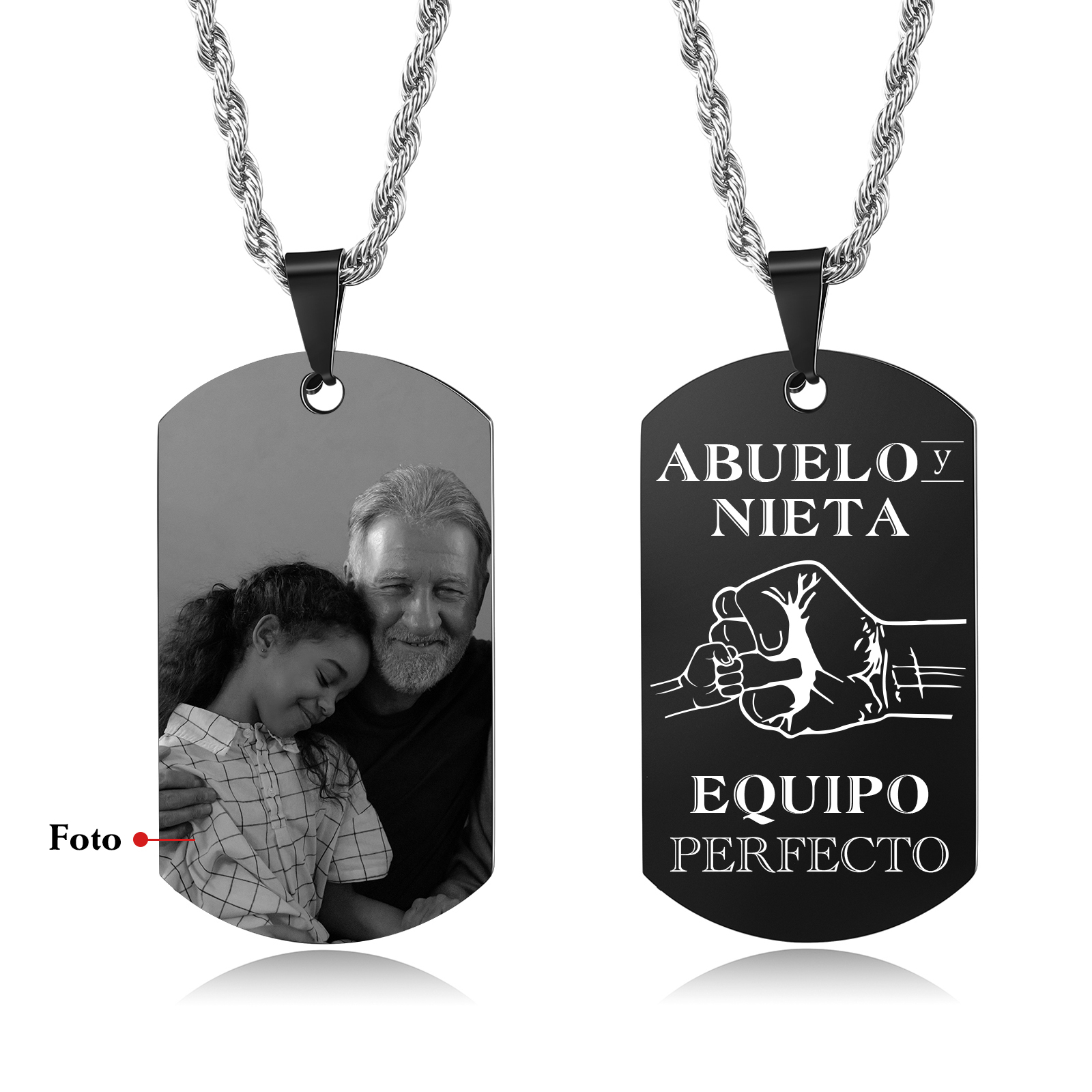 A MI ABUELO-Collar abuelo y nieta de placa personalizada con foto-Jessemade ES
