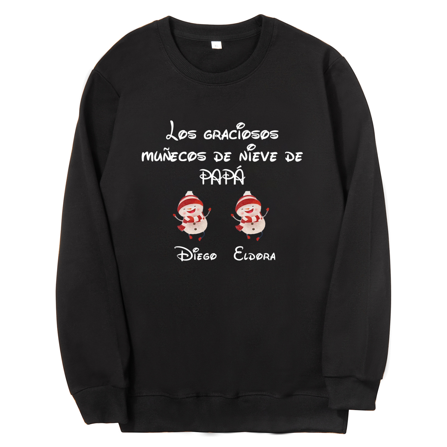 Familia-Sudadera "Muñecos de nieve" 3 nombres personalizados-Jessemade ES