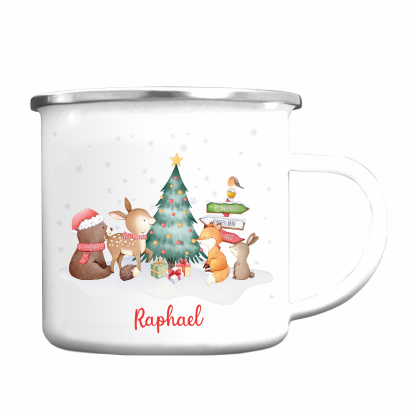 Navidad-Taza fiesta de animales para niños con 1 nombre personalizado-Jessemade ES