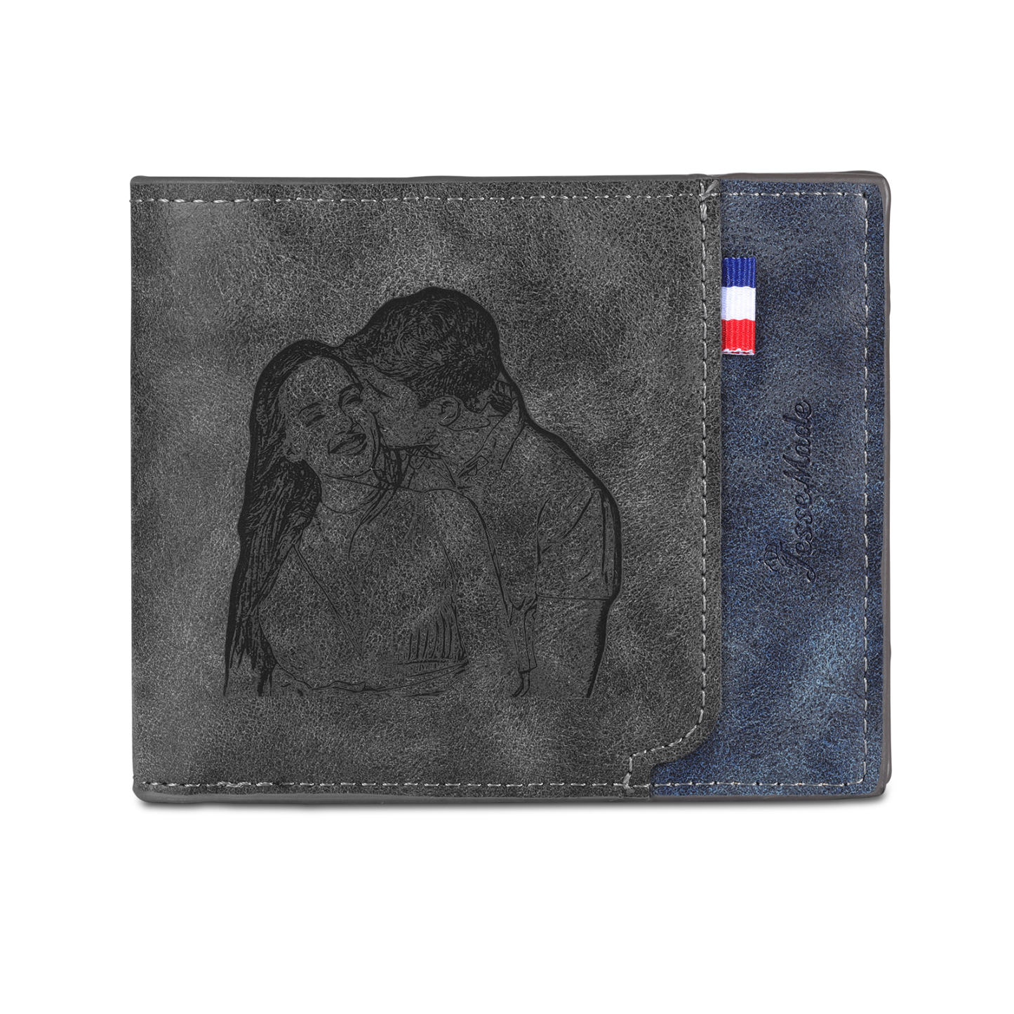 Cartera, billetera personalizada con 1 foto, 1 nombre y 1 letra monedero para hombre-Jessemade ES