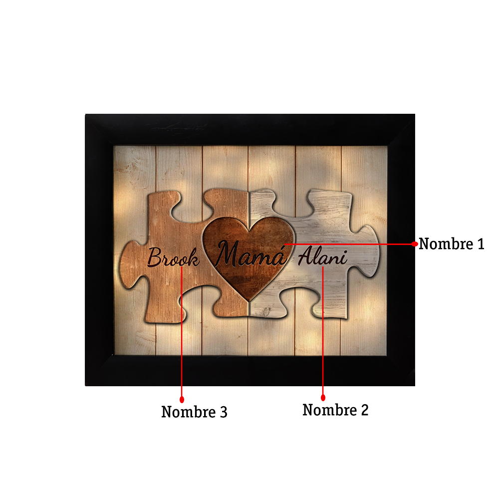 A mi abuela-Marco de 3-9 nombres personalizados rompecabezas de plástico con lámpara-Jessemade ES