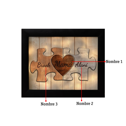 A mi abuela-Marco de 3-9 nombres personalizados rompecabezas de plástico con lámpara-Jessemade ES