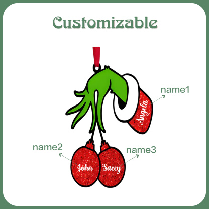 Navidad-Ornamento navideño de madera mano mágica con 3 nombres personalizados