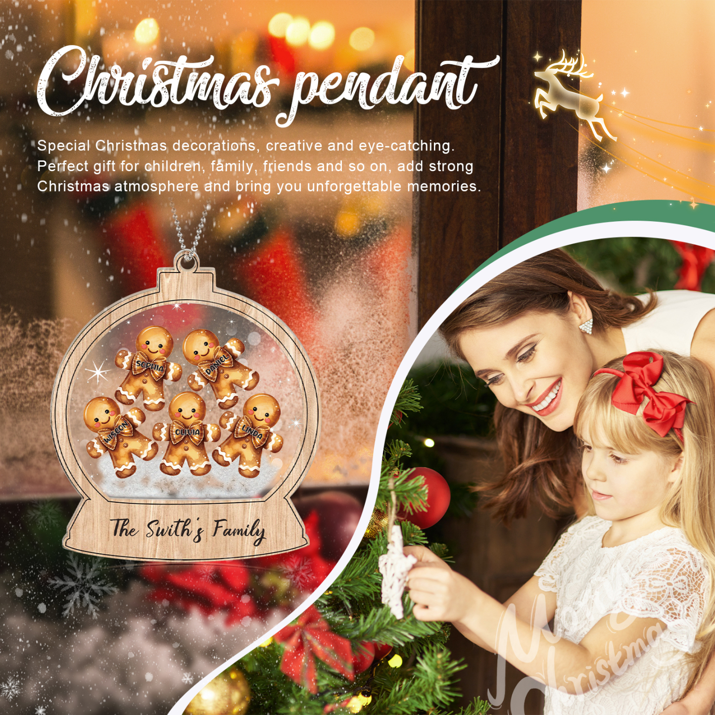 Navidad-Ornamentos Navideños de Acrílico Bola de Cristal 5 Nombres con Texto Personalizados