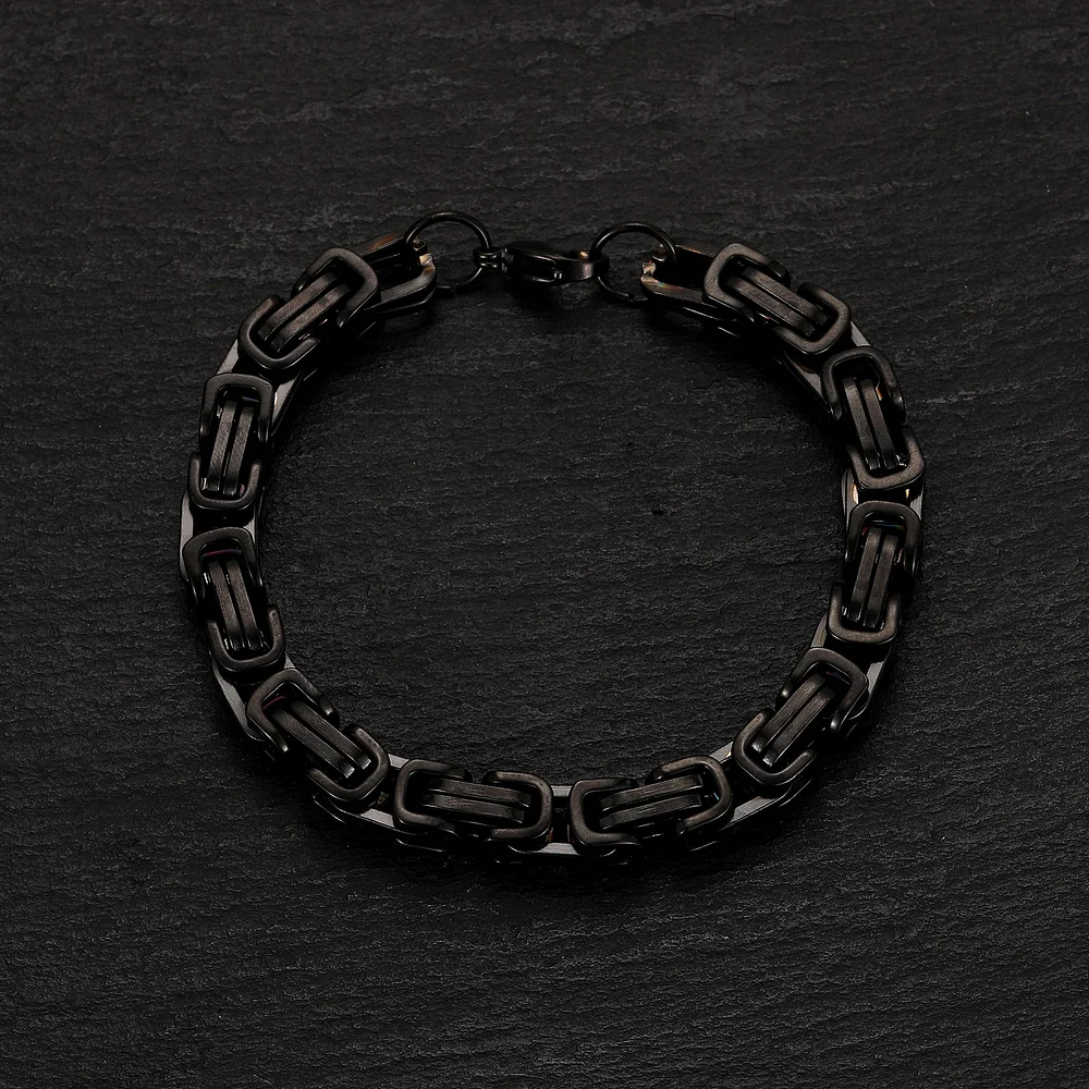 Pulsera de doble cadena cubana de acero inoxidable para hombre