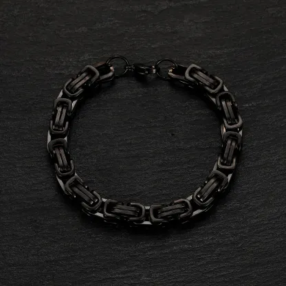 Pulsera de doble cadena cubana de acero inoxidable para hombre