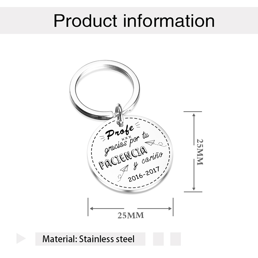 Llavero a profe gracias por tu paciencia y cariño con año personalizado-Jessemade ES