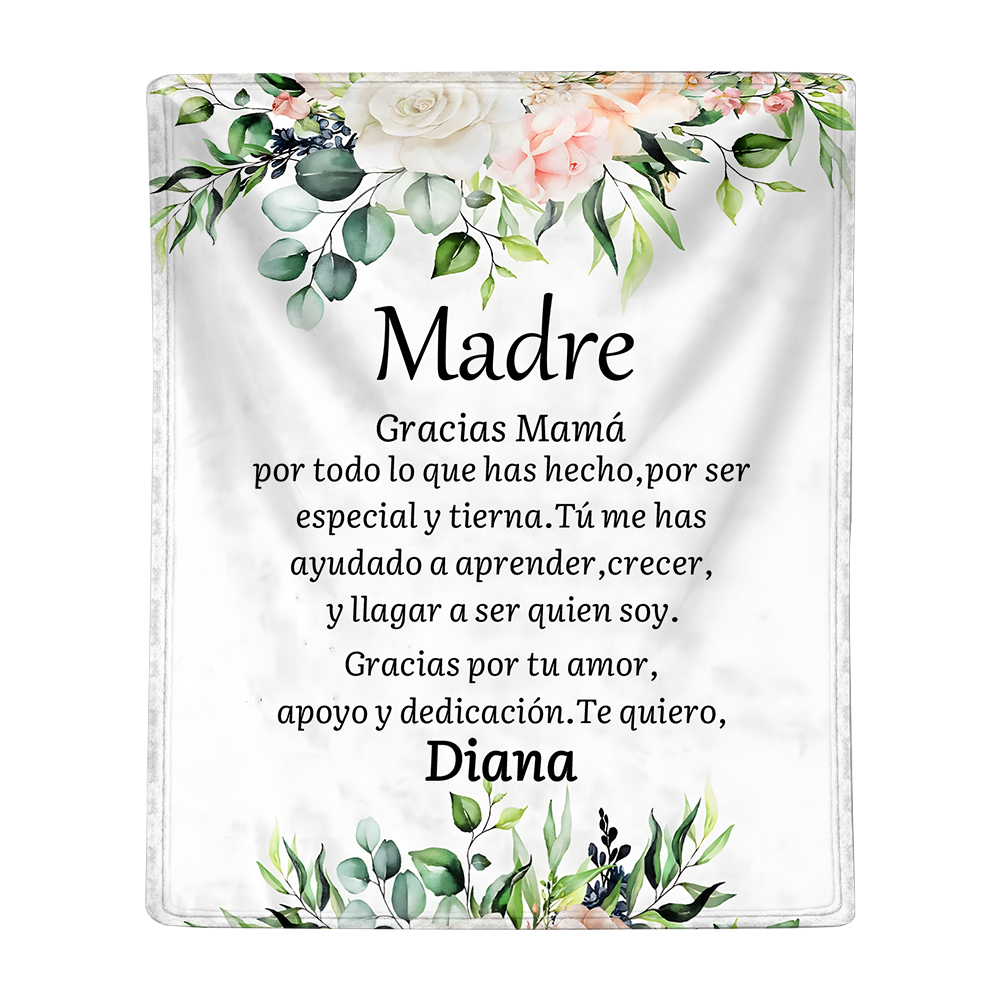 A mi mamá-Manta de buen calidad con frase amoroso y personalizada con 1 nombre-Jessemade ES