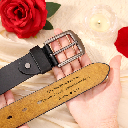 Cinturón de cuero para hombre con 1 nombre y 1 texto personalizados con frases amorosos regalo para pareja | Jessemade