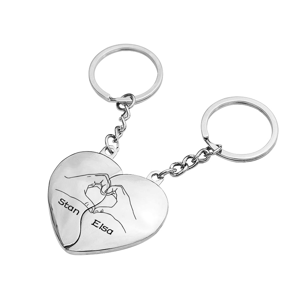 Llavero de corazón para pareja "Juntos un corazón completo" 2 nombres personalizados-Jessemade ES