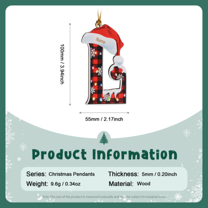 Navidad-Ornamentos Navideños de Madera Letra 1 Nombre Personalizado