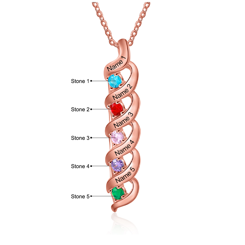 Collar de DNA 2-7 nombres y piedras personalizados-Jessemade ES