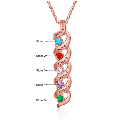 Collar de DNA 2-7 nombres y piedras personalizados-Jessemade ES