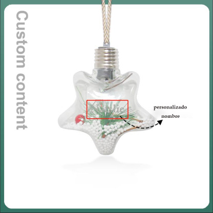 Bola navideña Adorno de Navidad 1 nombre personalizado en forma de estrella con luces LED 
