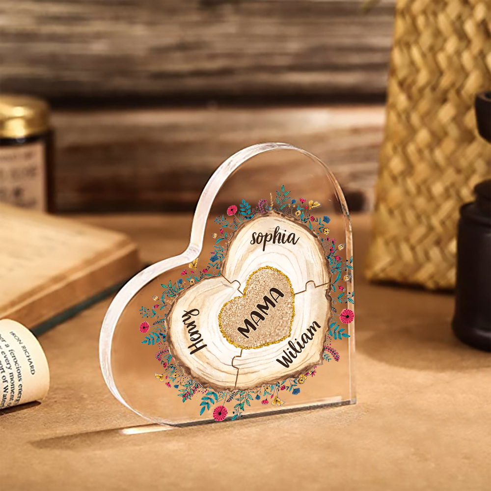 A mi mamá/abuela-Placa de acrílico "Corazones" en forma de corazón 4 nombres personalizados-Jessemade ES