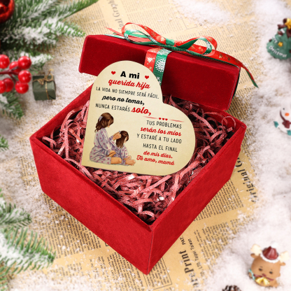 Candelero de corazón para hija de mamá de madera de corazón sin candela-Jessemade ES