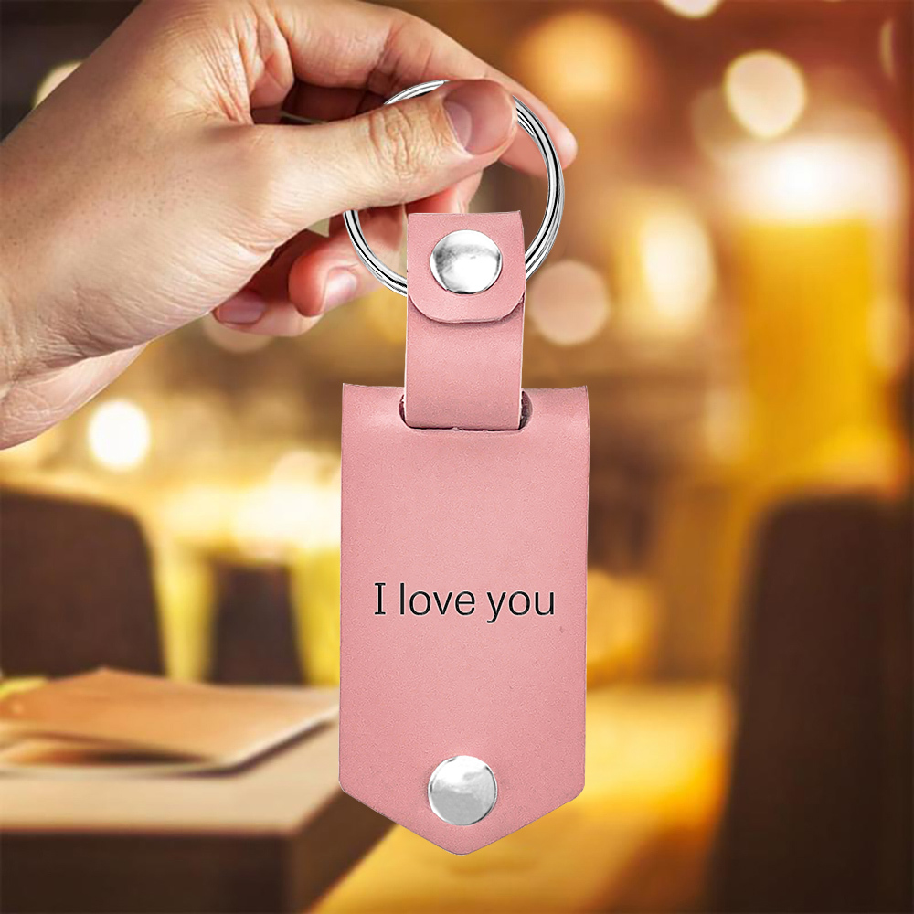 Llavero para pareja de cuero personalizado con texto y foto-Jessemade ES