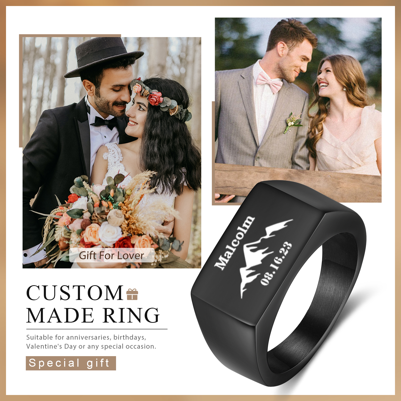 Anillo para hombre personalizado de 1 nombre-Jessemade ES