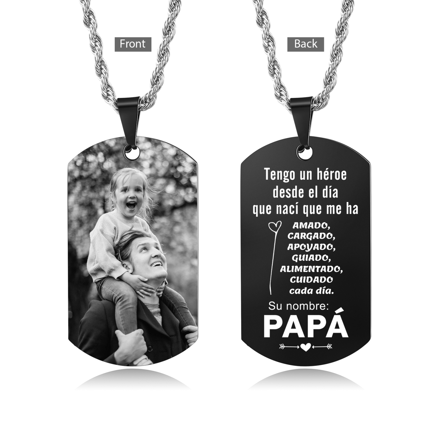 A MI PAPÁ-Collar de placa personalizada con foto-Jessemade ES
