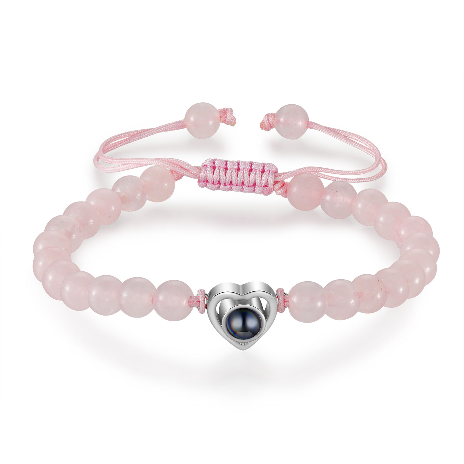 Pulsera con proyección de foto en color con dije de corazón y 8 colores de perlas de cristal-Jessemade ES