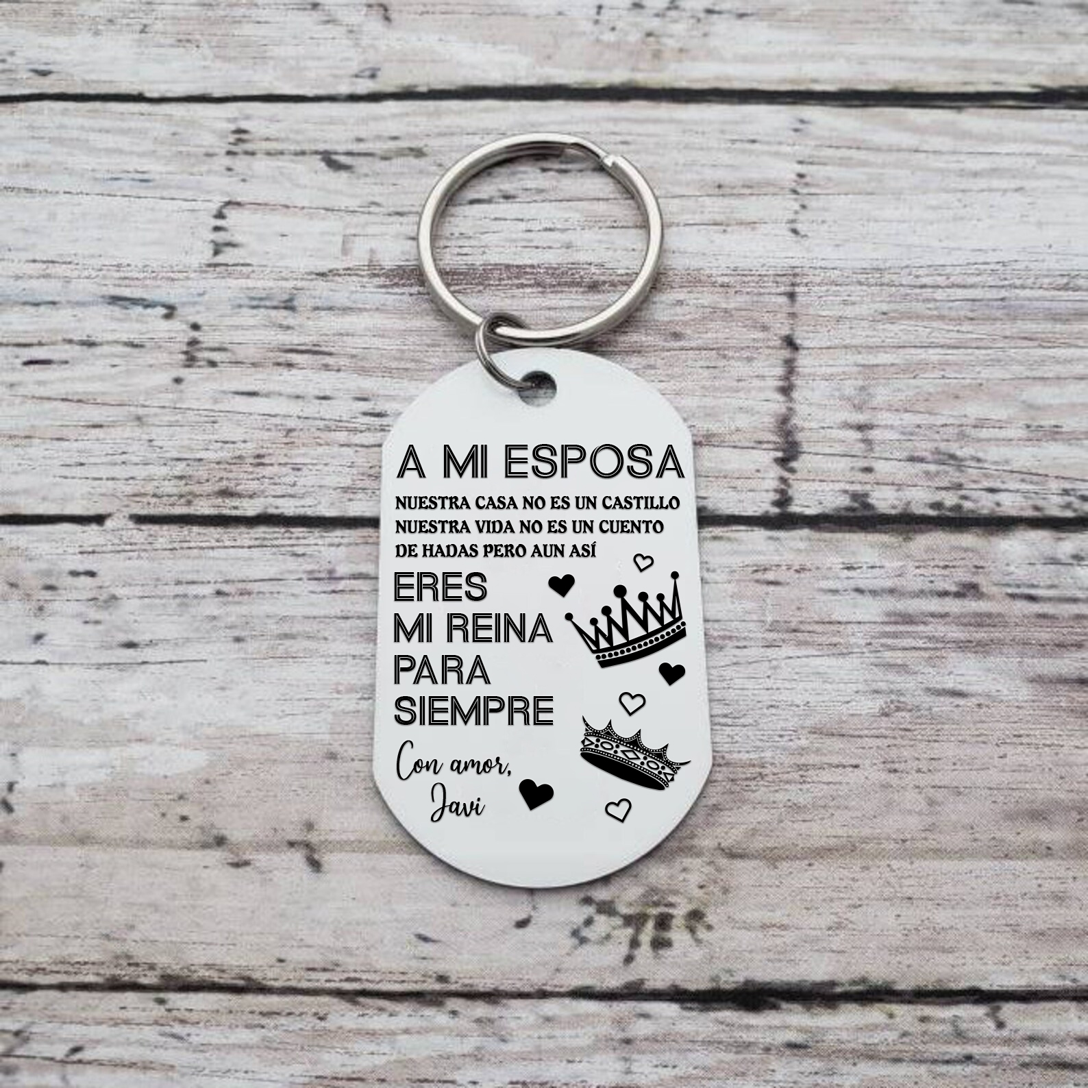Llavero a mi esposa para pareja "Eres mi reina" 1 nombre y 1 foto personalizados-Jessemade ES