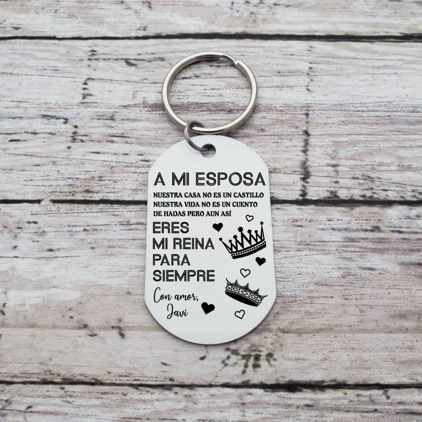 Llavero a mi esposa para pareja "Eres mi reina" 1 nombre y 1 foto personalizados-Jessemade ES