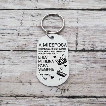 Llavero a mi esposa para pareja "Eres mi reina" 1 nombre y 1 foto personalizados-Jessemade ES